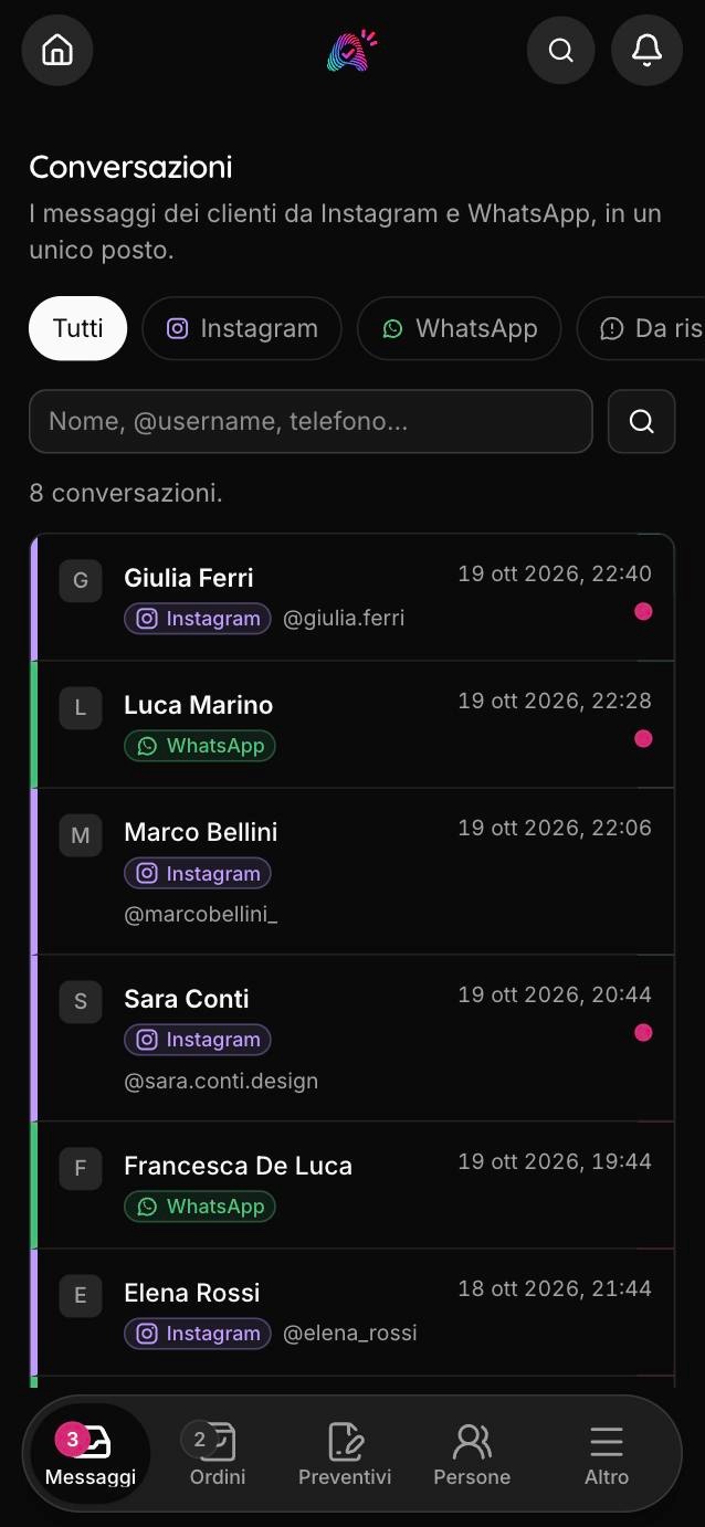 I messaggi da Instagram e WhatsApp nell’app di Apposto